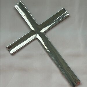 Vintage Silver Tone Metal Cross Wall Decor